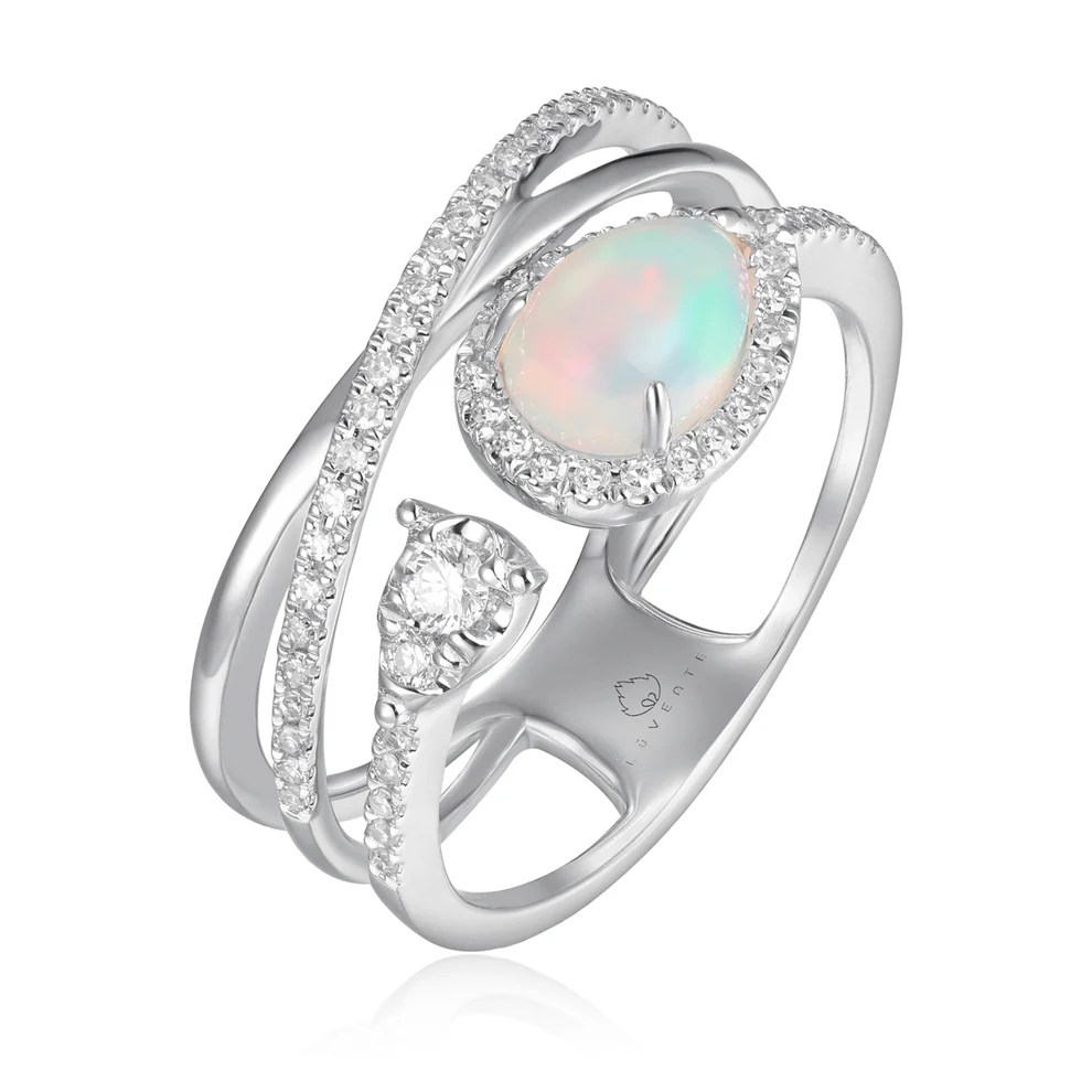 Wide Opal and X Ring