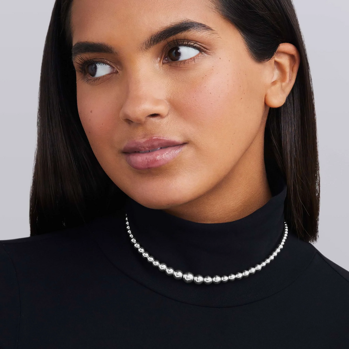 Petite Silver Graduated Bead Necklace