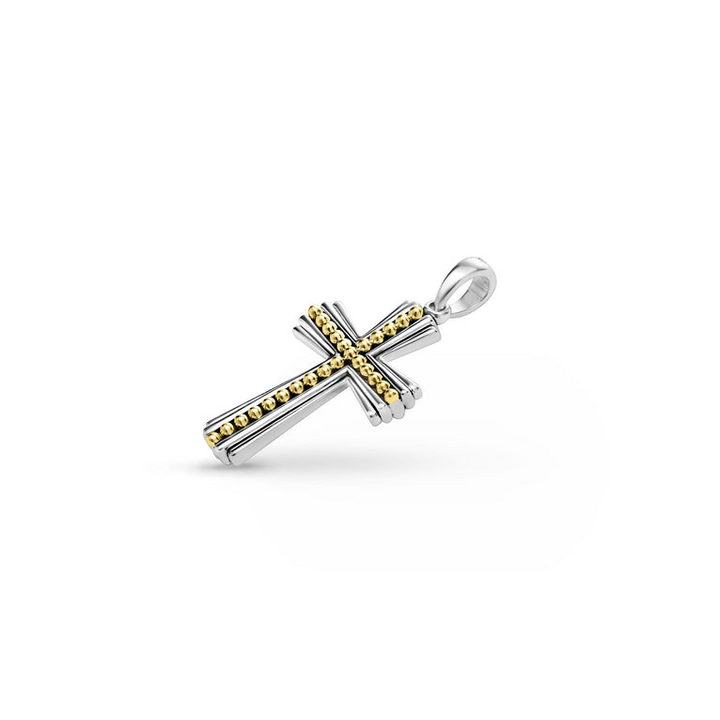 Two-Tone Caviar Beaded Cross Amulet