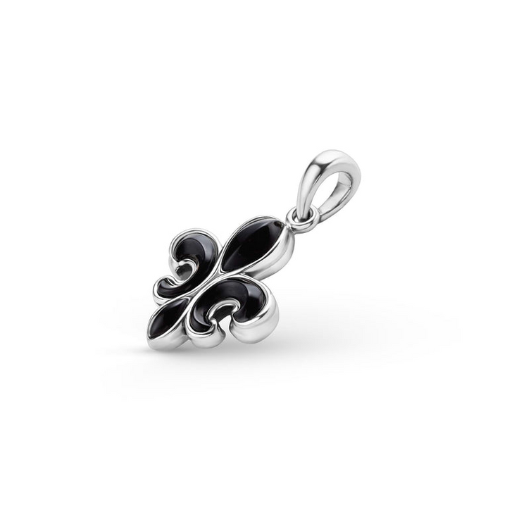 Black Agate Fleur De Lis Amulet