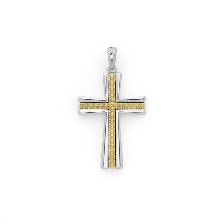 Two-Tone Caviar Beaded Cross Amulet