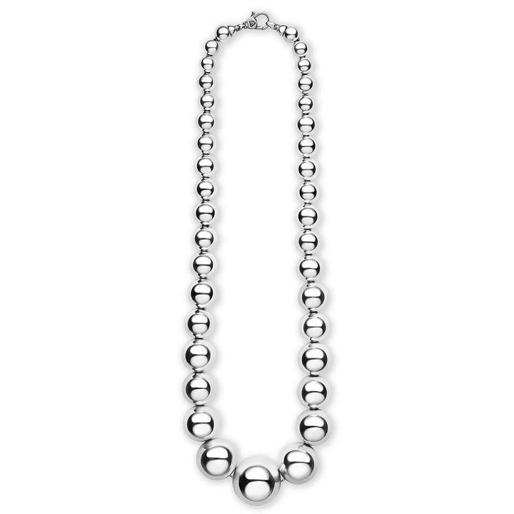 Large Silver Graduated Bead Necklace