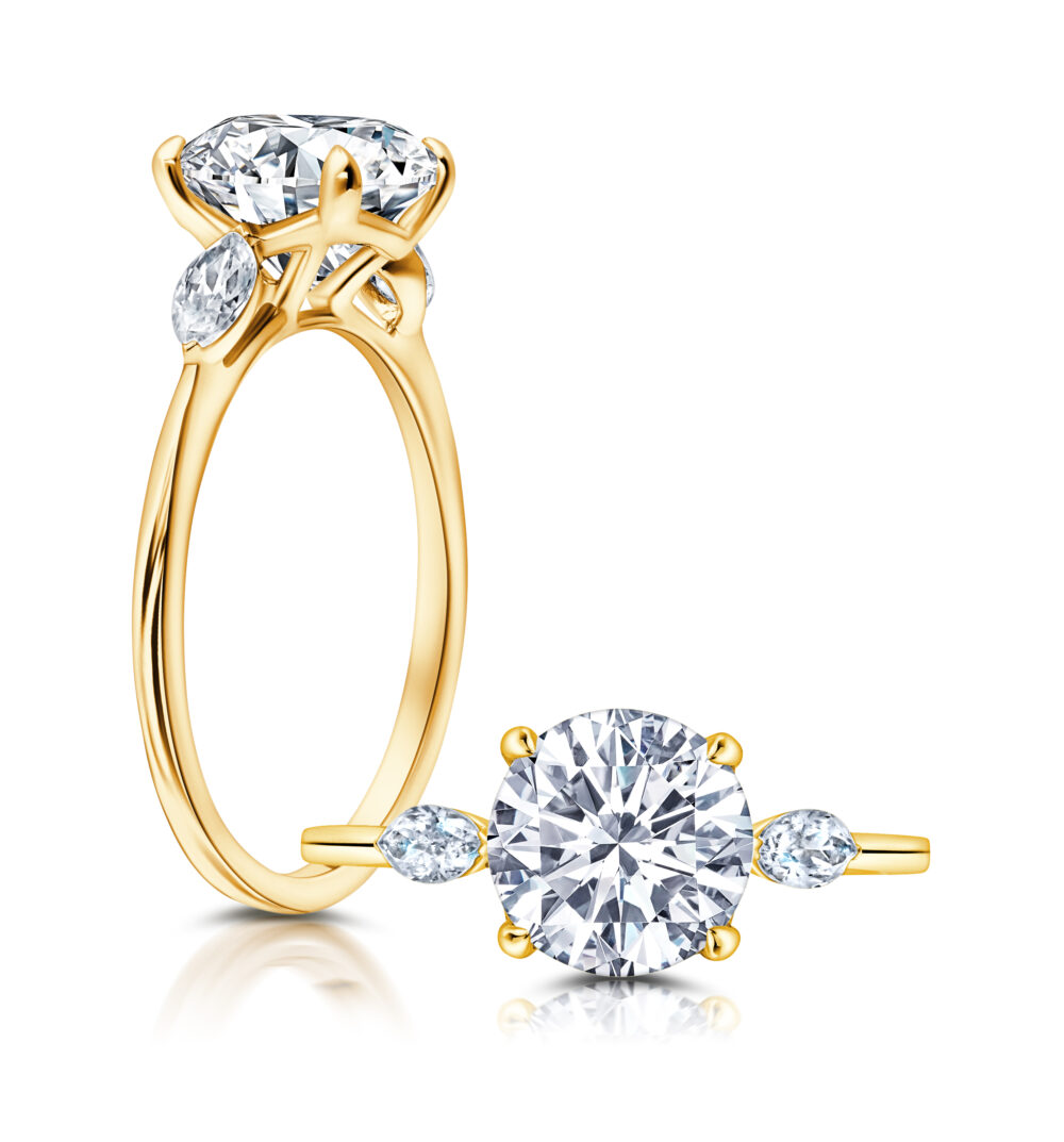 Three-Stone Engagement Ring With Marquise Side Stones