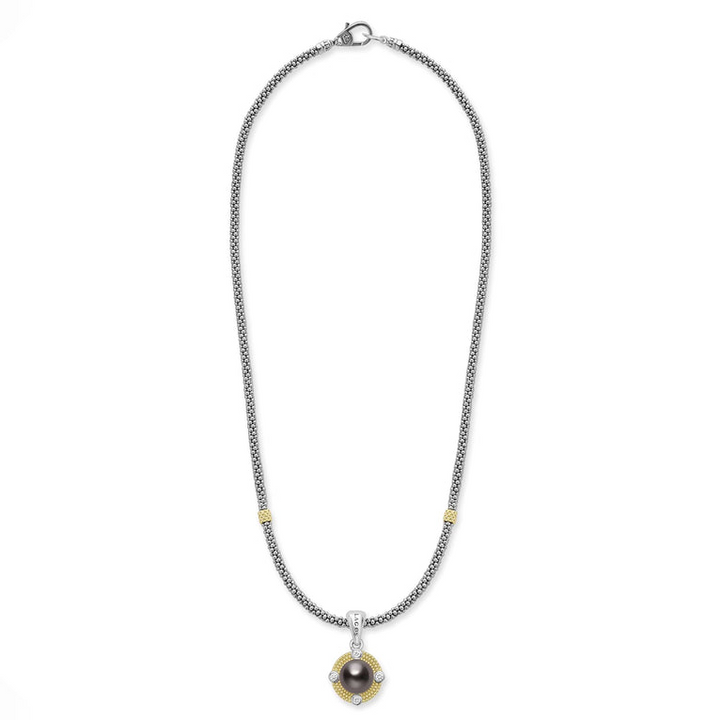 Tahitian Black Pearl Diamond Caviar Necklace