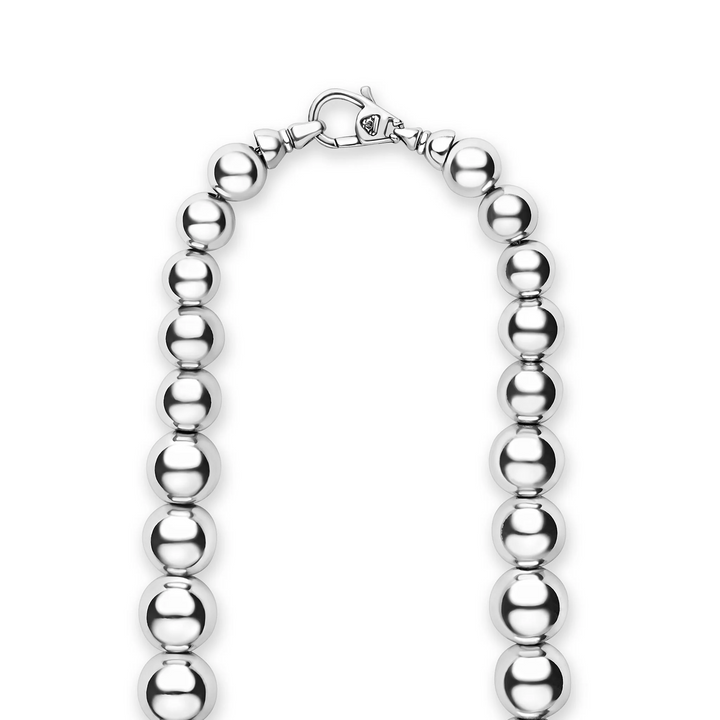 Large Silver Graduated Bead Necklace