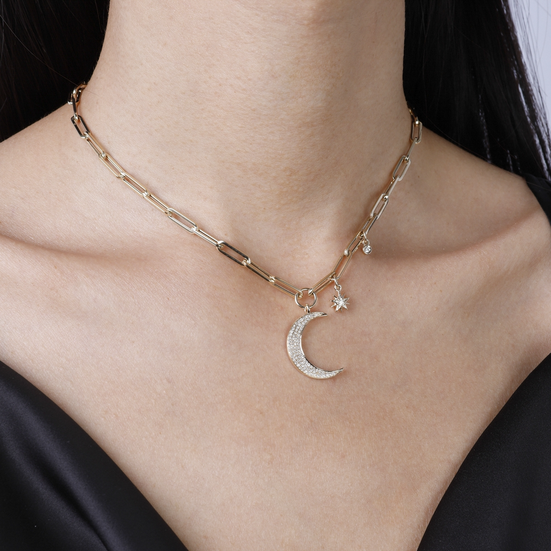 Moon and Stars Paperclip Chain