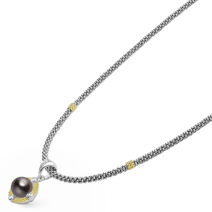 Tahitian Black Pearl Diamond Caviar Necklace