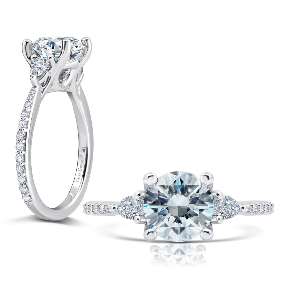 Three Stone Engagement Ring With Pear Side Stones
