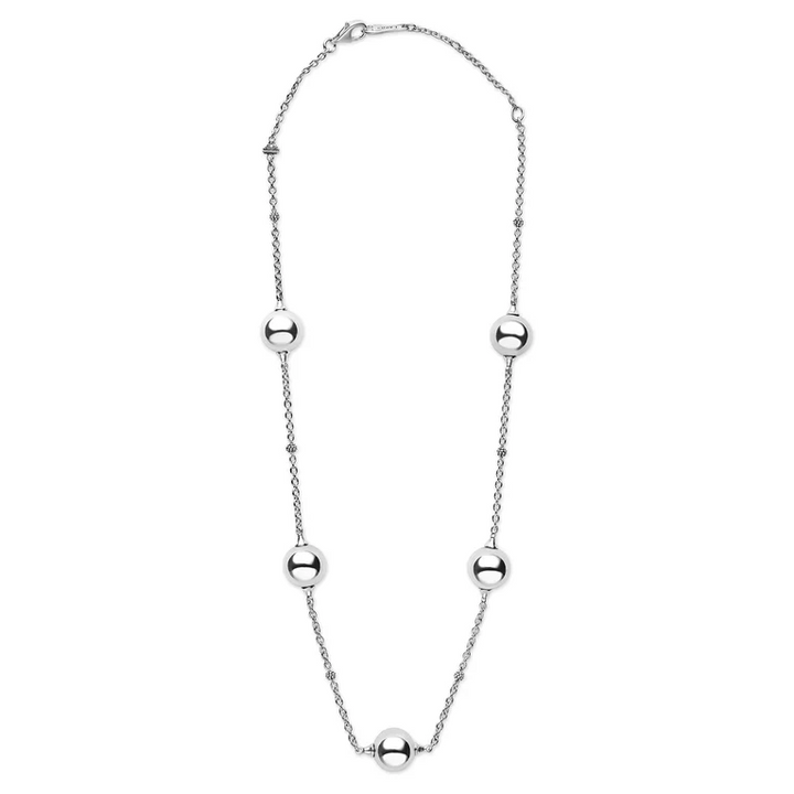 Silver Beaded Station Necklace