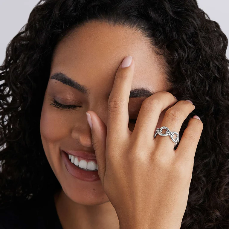 Sterling Silver Caviar Link Ring