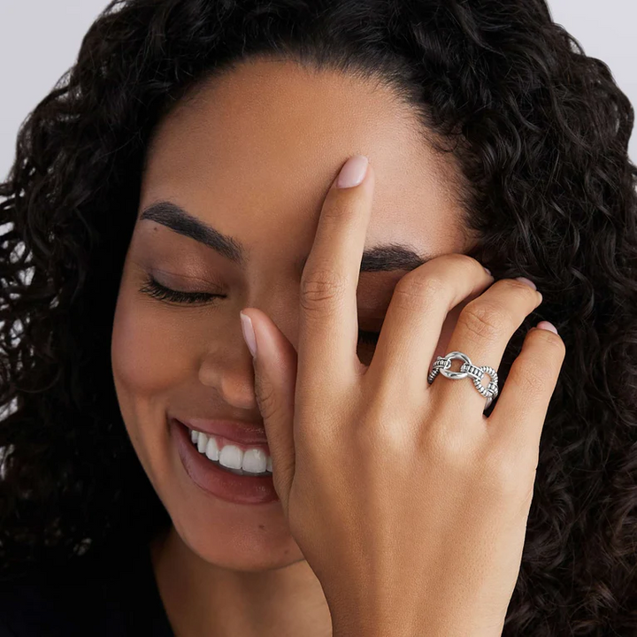 Sterling Silver Caviar Link Ring