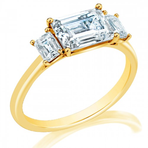 East West Three Stone Engagement Ring