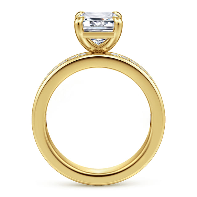14K Yellow Gold Emerald Cut Diamond Engagement Ring