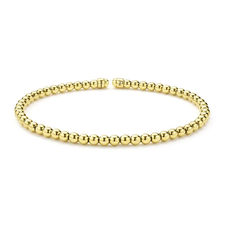 18K Gold Caviar Beaded Cuff Bracelet