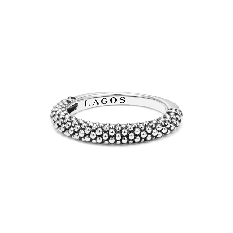Silver Caviar Stacking Ring