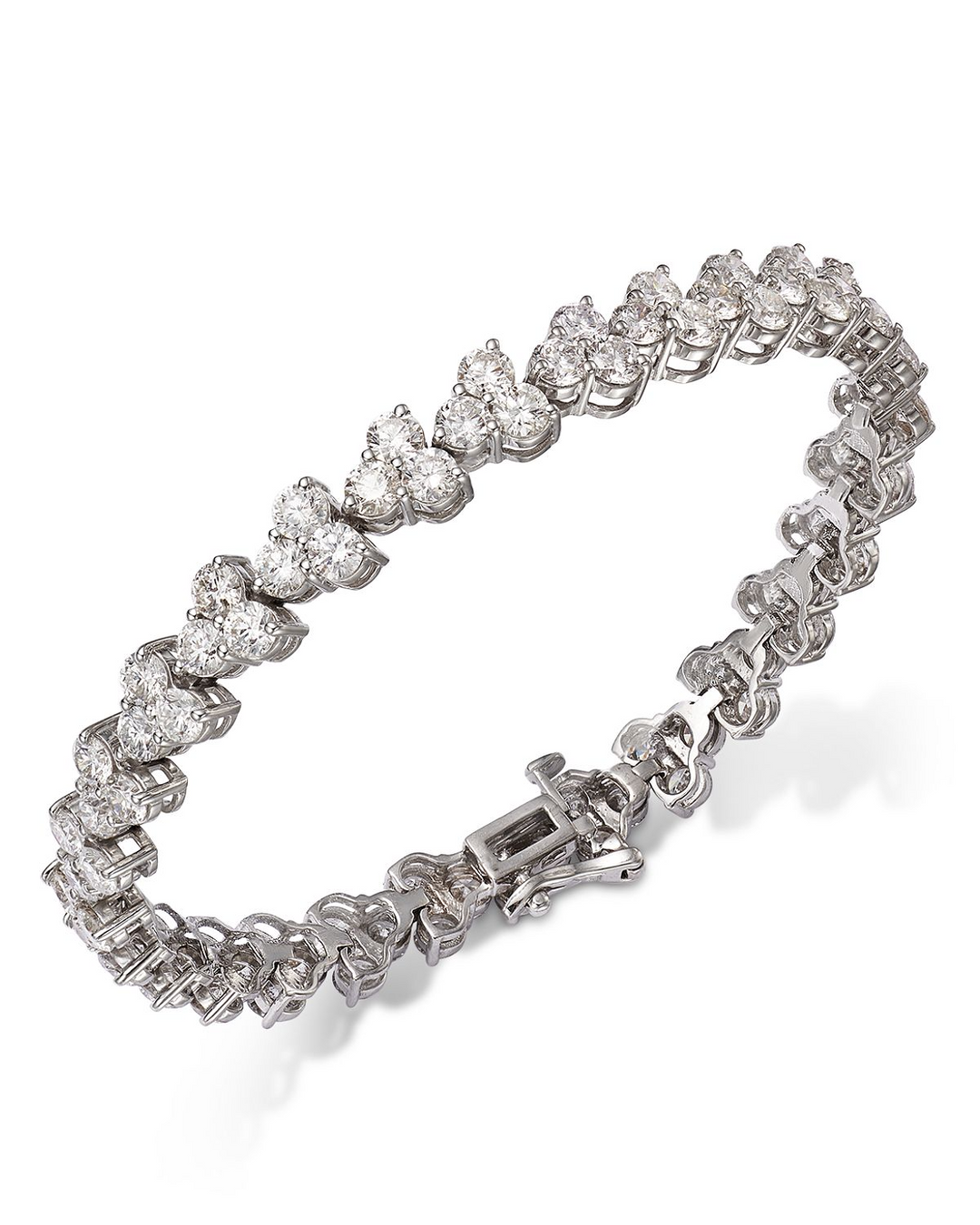 18K White Gold Diamond Cluster Tennis Bracelet