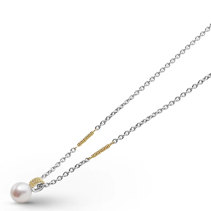 Two-Tone Pearl Pendant Necklace