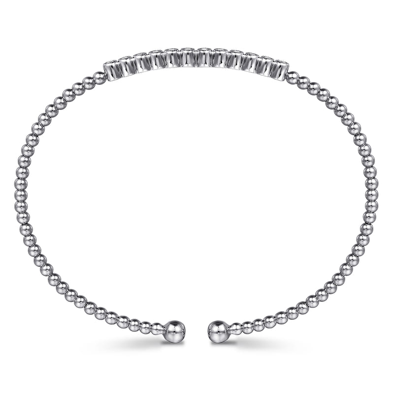 14K White Gold Bujukan Bead Diamond Bangle