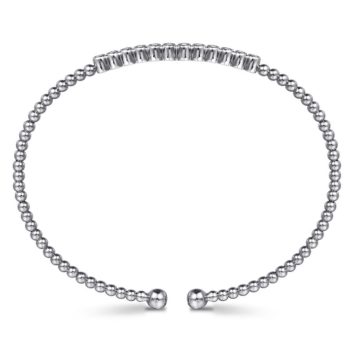 14K White Gold Bujukan Bead Diamond Bangle