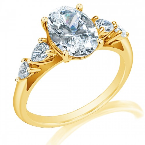 Pear Sidestones Engagement Ring