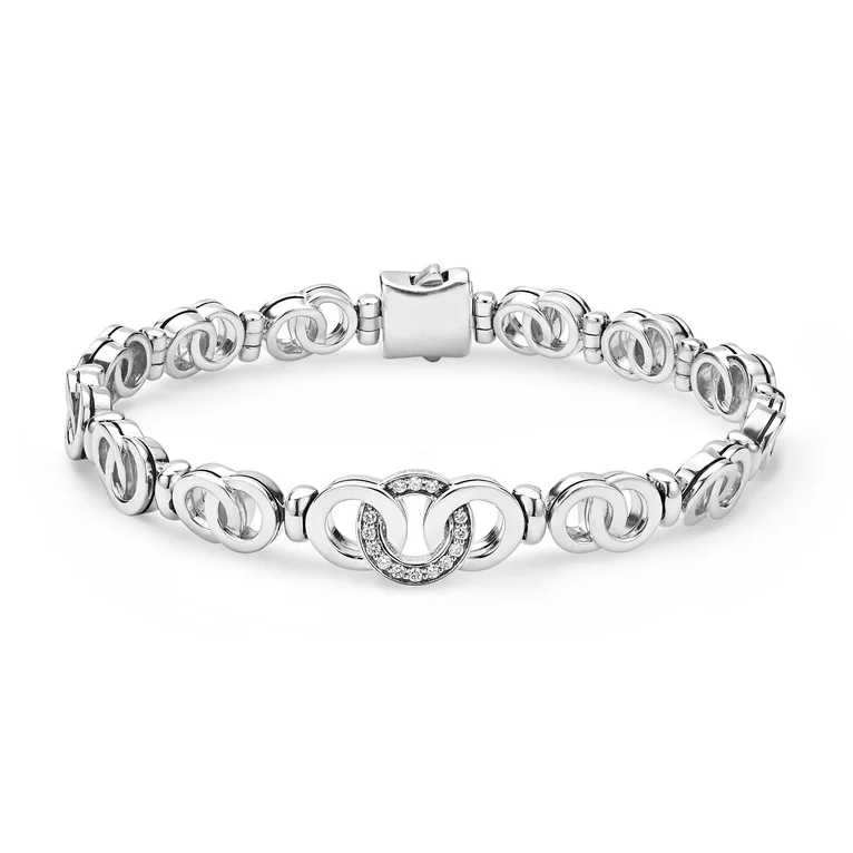 Silver Petite Interlocking Diamond Link Bracelet