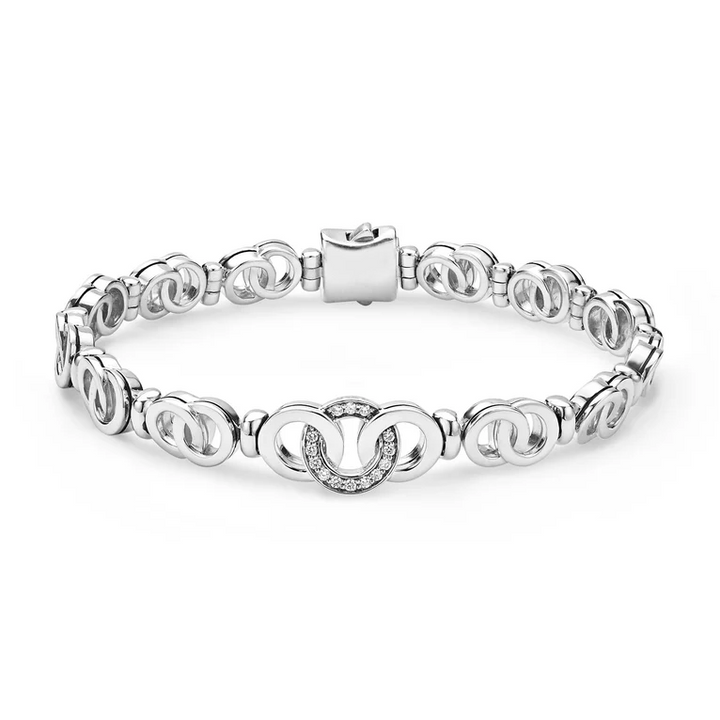 Silver Petite Interlocking Diamond Link Bracelet