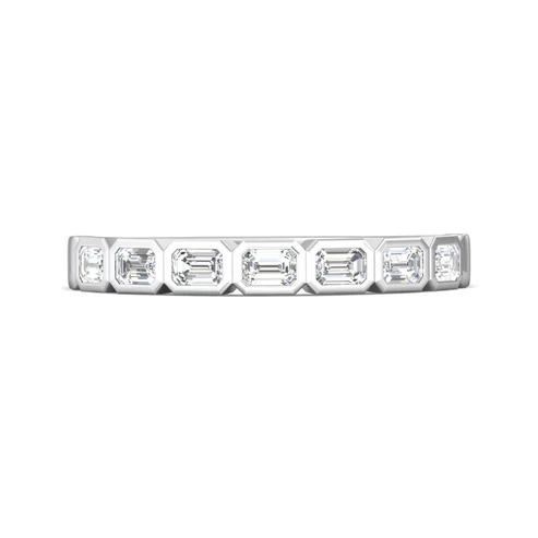 14k White Gold Emerald Cut Diamond Band