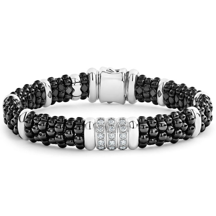 Three Station Ceramic Diamond Bracelet | 9mm