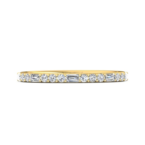 14K Yellow Gold Round & Baguette Diamond Band