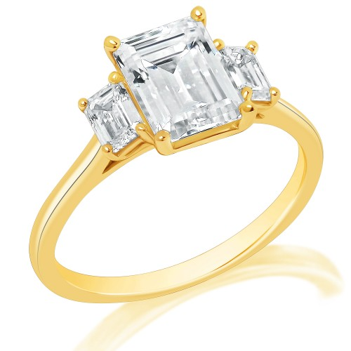 Three Stone Cathedral Set Engagement Ring