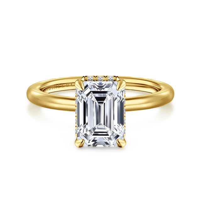 14K Yellow Gold Emerald Diamond Engagement Ring