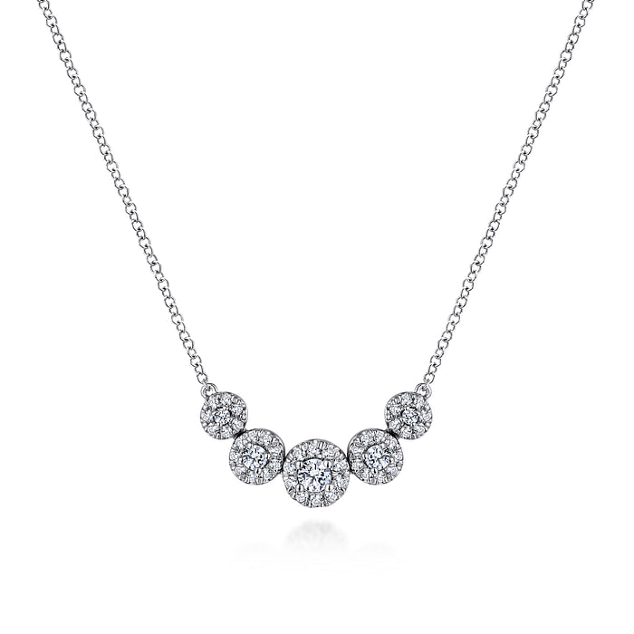 Round Diamond Halo Bar Necklace