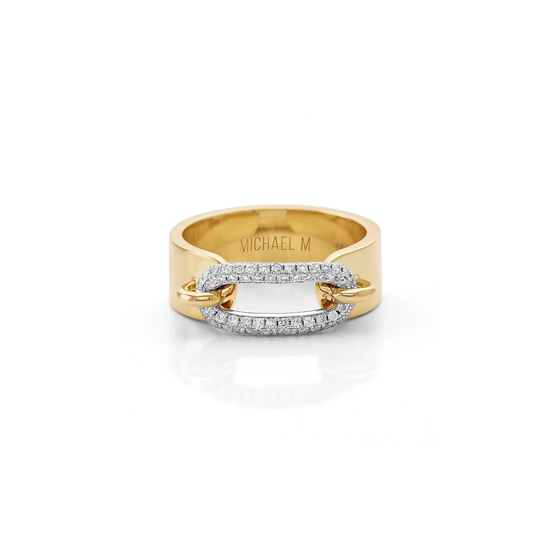 Two Tone Luxe Link Pavé Ring
