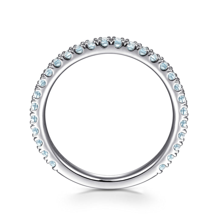 14K White Gold Sky Blue Topaz Band