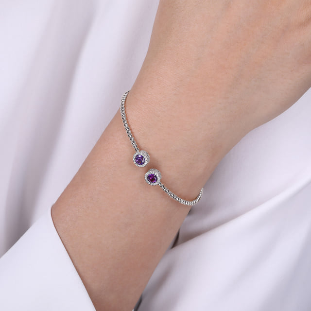 Amethyst & Diamond Halo Bujukan Bangle
