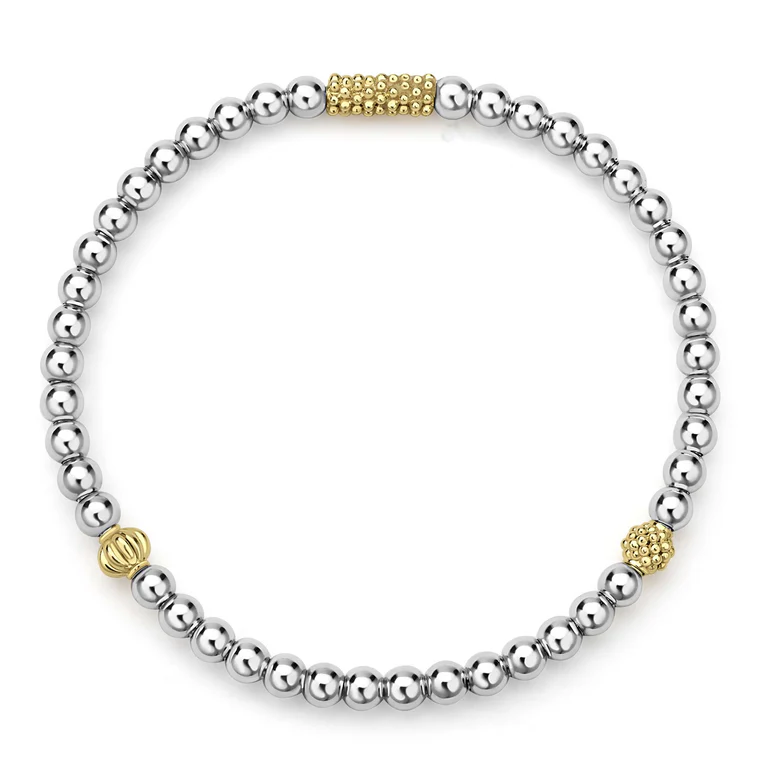 Two-Tone Caviar Icon Stretch Bracelet