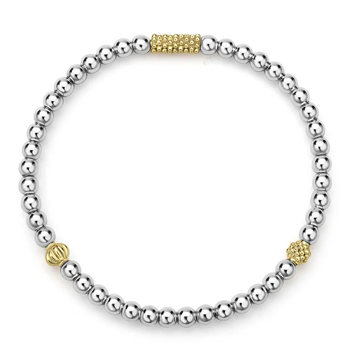 Two-Tone Caviar Icon Stretch Bracelet