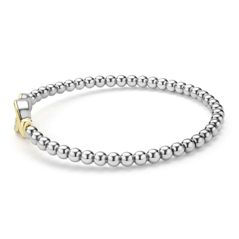 Two-Tone Interlocking Diamond Stretch Bracelet
