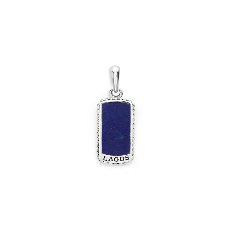 A Lapis Tag Amulet is displayed in the middle of a white background