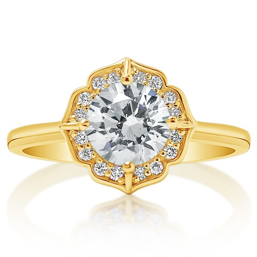 Petal Halo Engagement Ring