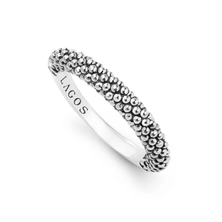 Silver Caviar Stacking Ring