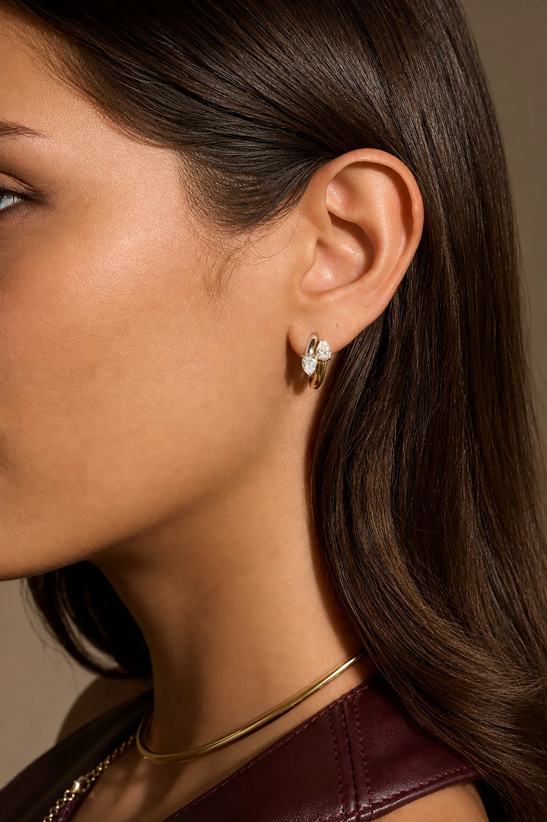 Interlocking Two Tone Diamond Hoops