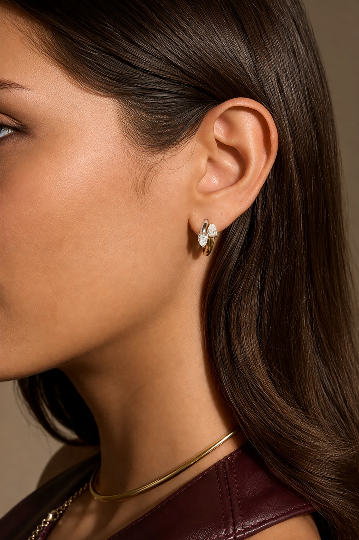 Interlocking Two Tone Diamond Hoops