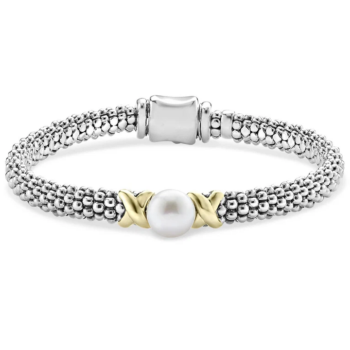 Two-Tone X Pearl Caviar Bracelet