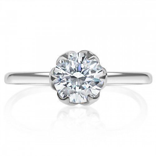 Solitaire Tulip Head Engagement Ring