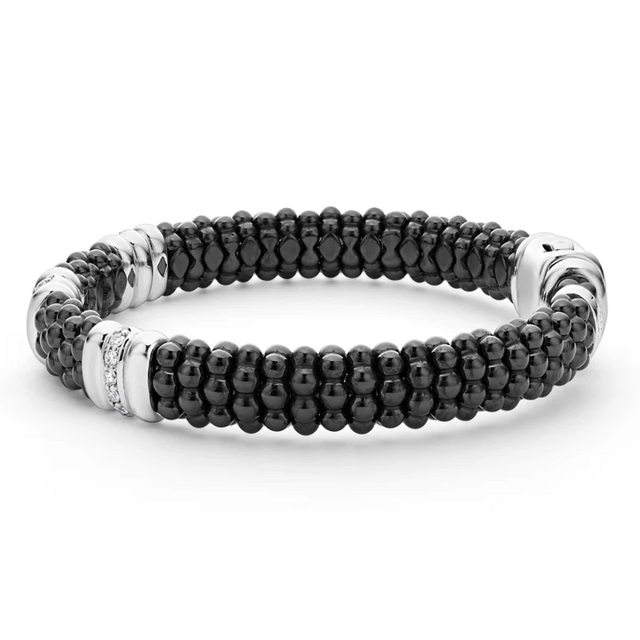 Black Three Station Ceramic Diamond Bracelet