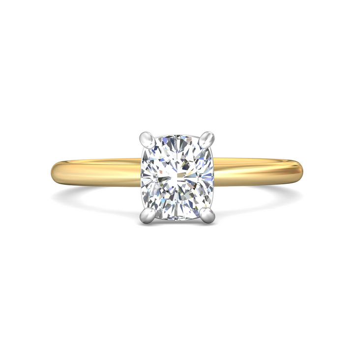 Two-Tone Cushion Cut Solitaire Engagement Ring