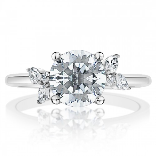 Asymmetrical Fancy Cluster Engagement Ring