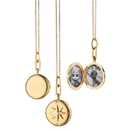 "Adventure" Compass Gold Locket Necklace