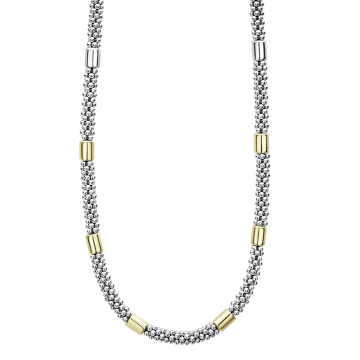 Two-Tone Station Caviar Necklace